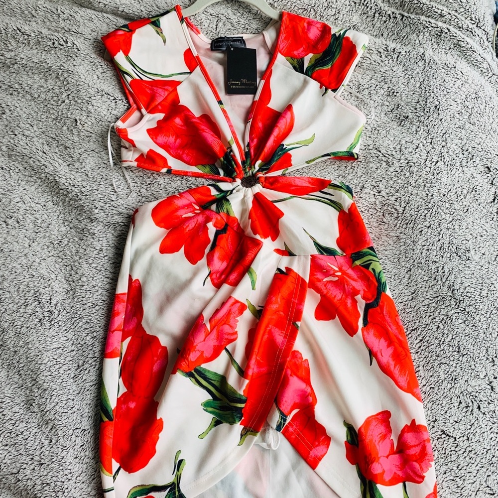 floral dress with cutouts